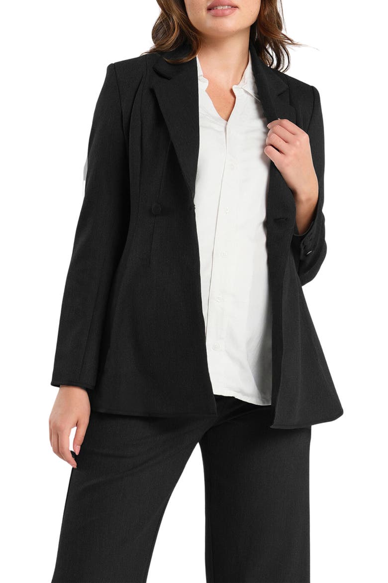 Women's Petite Tailored Maternity Workwear Blazer in Italian Stretch Suiting Fabric, Main, color, BLACK
