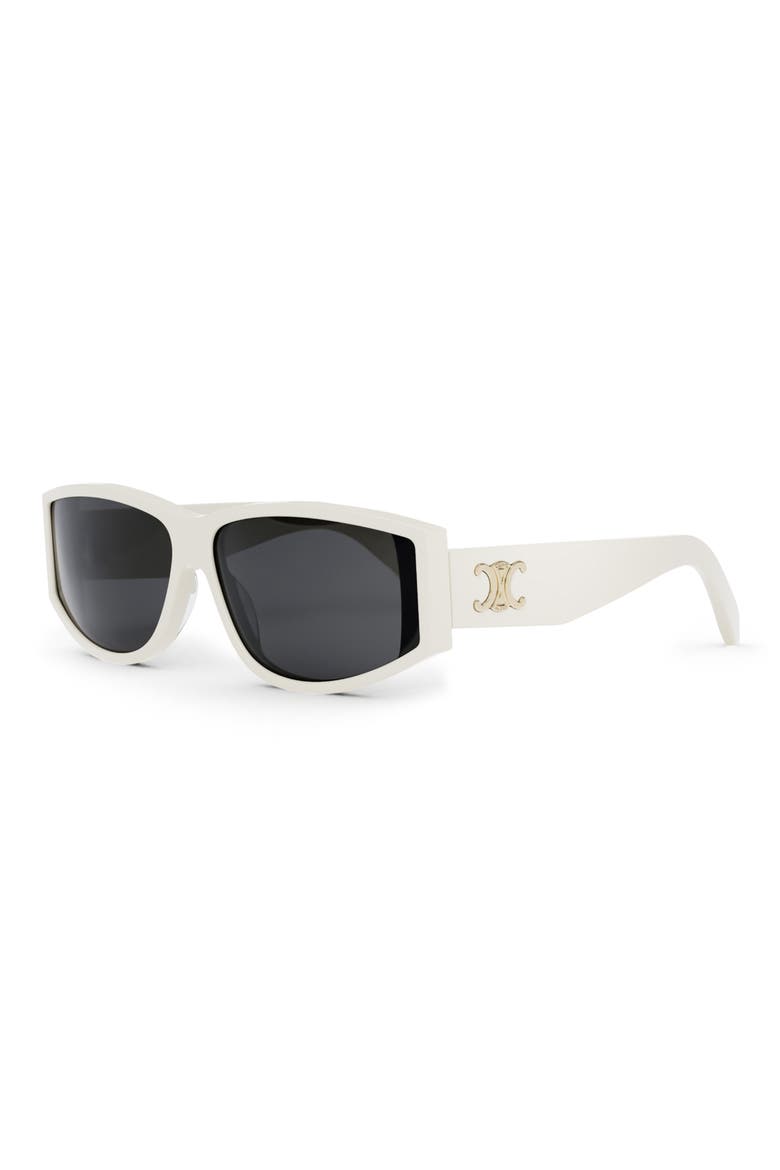 Triomphe 63mm Rectangular Sunglasses, Alternate, color, IVORY / SMOKE