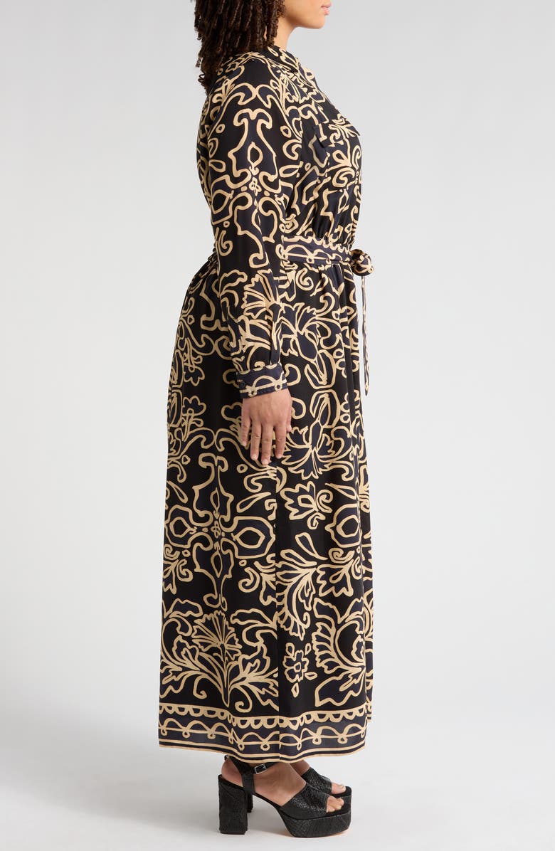 CIEBON Chiara Abstract Floral Long Sleeve Maxi Shirtdress, Alternate, color,