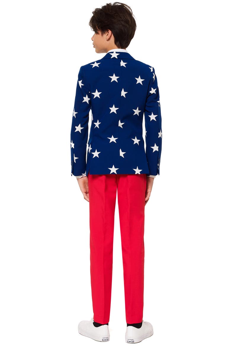 Stars & Stripes Two-Piece Suit with Tie, Alternate, color, BLUE/ WHITE