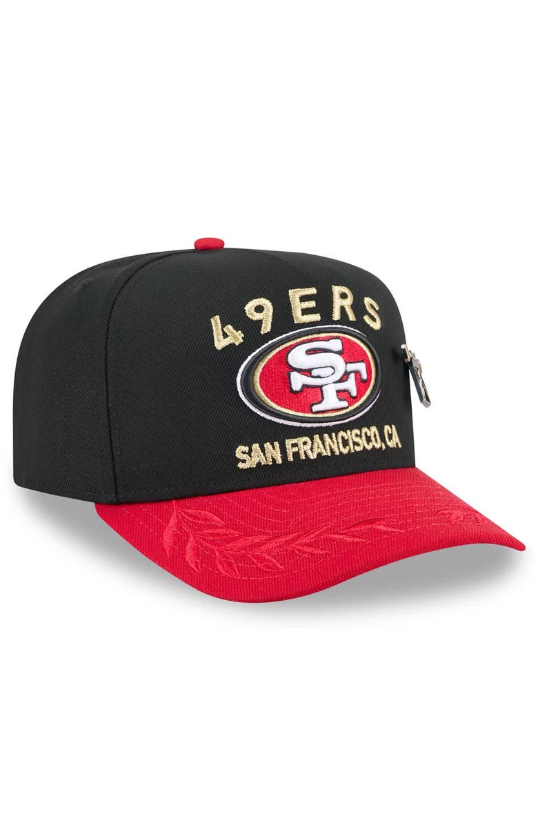 New Era Men's New Era Black/Scarlet San Francisco 49ers 2025 NFL Draft On Stage A-Frame 59FIFTY Fitted Hat, Alternate, color, Black