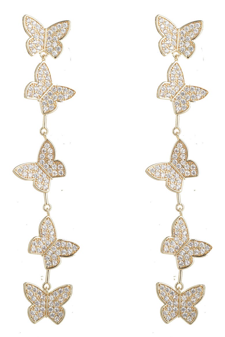 Eden Pavé CZ Butterfly Drop Earrings, Main, color, GOLD