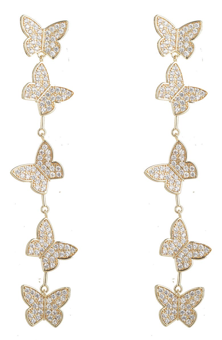EYE CANDY LOS ANGELES Eden Pavé CZ Butterfly Drop Earrings, Main, color, Gold