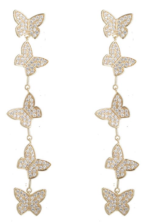 Eden Pavé CZ Butterfly Drop Earrings