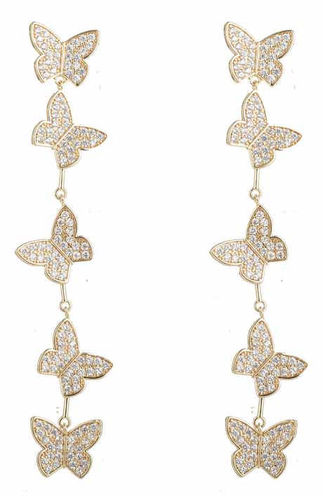 EYE CANDY LOS ANGELES Eden Pavé CZ Butterfly Drop Earrings