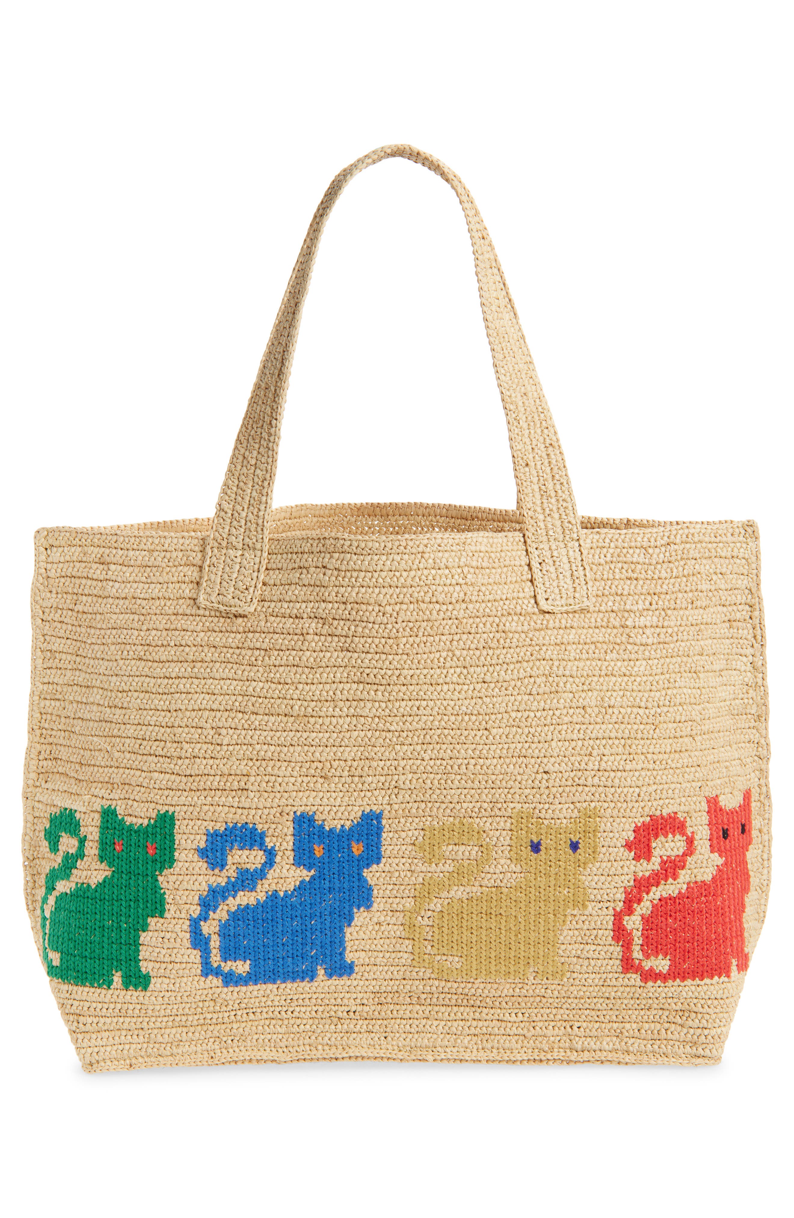 Valentino Garavani Large Raffiachat Crochet Tote, Alternate, color, Natural Multi