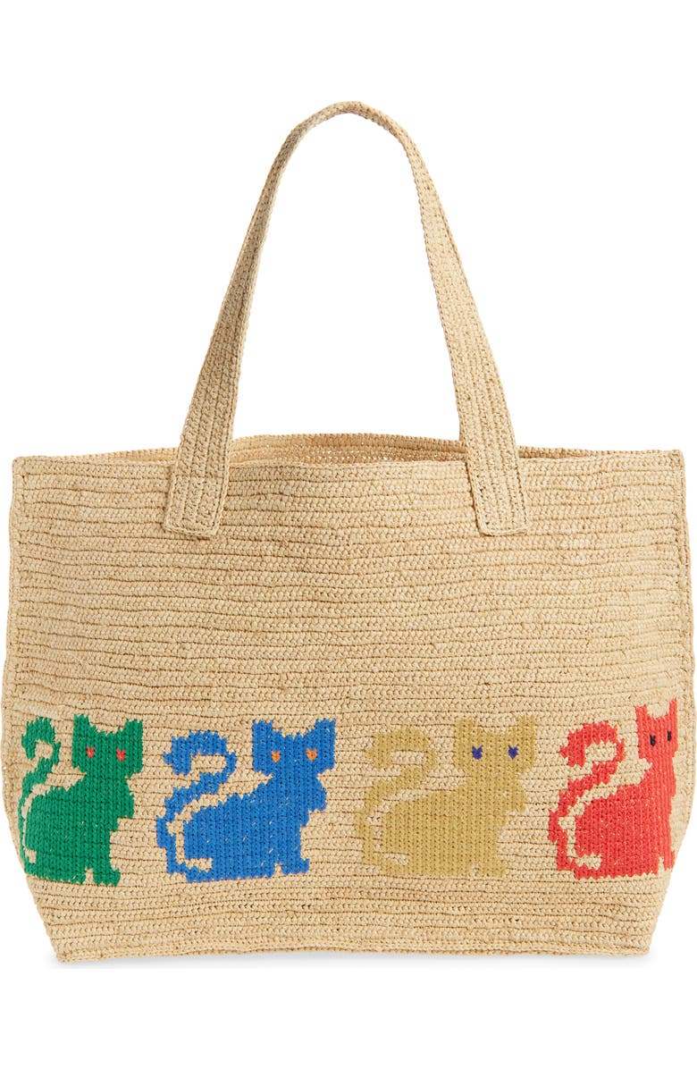 Valentino Garavani Large Raffiachat Crochet Tote, Alternate, color, Natural Multi