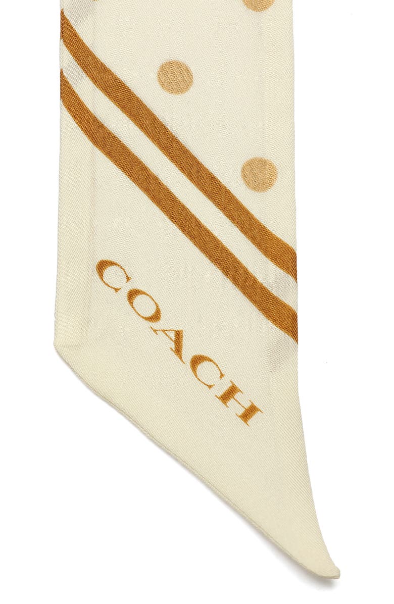 COACH Polka Dot Silk Skinny Scarf, Alternate, color, Chalk