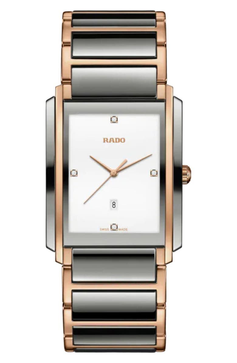 RADO Integral Diamond Ceramic Bracelet Watch, 31mm, Main, color, Rose Gold
