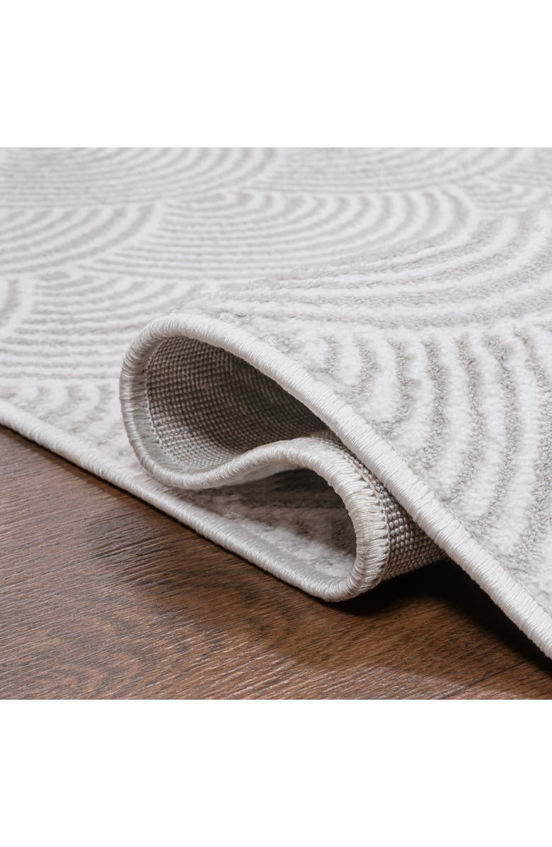 JONATHAN Y Porter Geometric Art Deco Fan Pattern High-Low Area Rug, Alternate, color, White/Light Gray