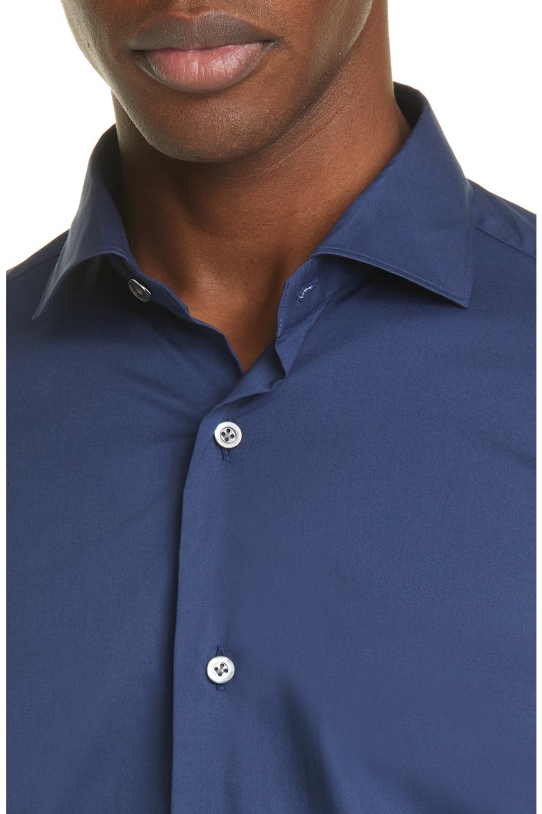 Trim Fit Stretch Cotton Button-Up Shirt, Alternate, color, NAVY