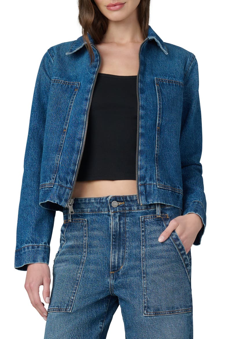 Boxy Zip Denim Jacket, Main, color, VERTEX