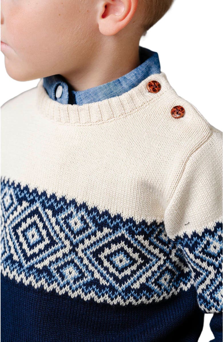 Hope & Henry Boys' Organic Intarsia Crew Neck Button Sweater, Kids, Alternate, color, Ski Lodge Intarsia