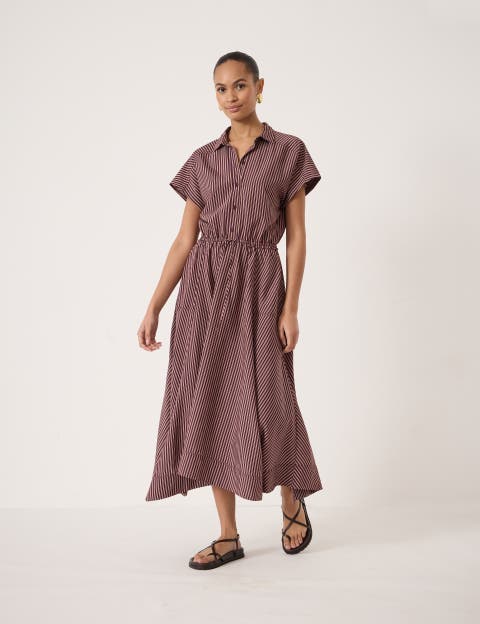 Mira Short Sleeve Hanky Hem Midi Dress