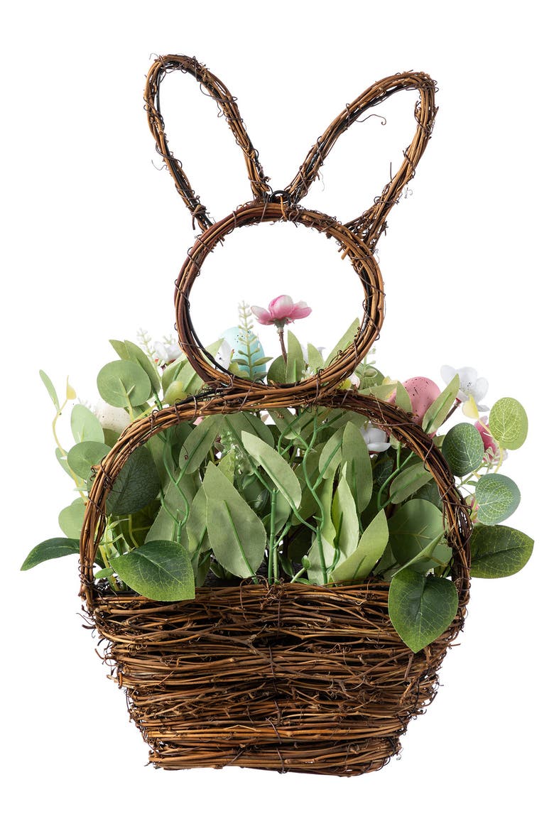 Easter Egg and Flower Bunny Shaped Basket Centerpiece, Alternate, color, Brown