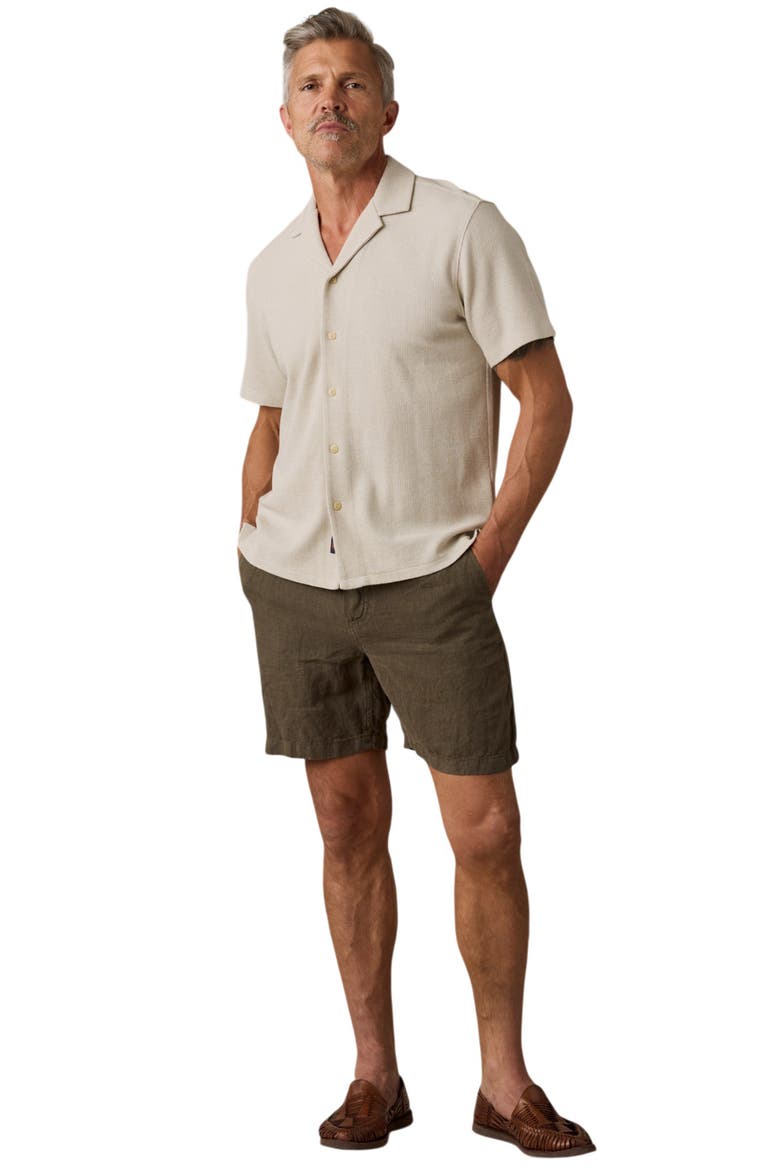 Essential Linen Shorts, Alternate, color, DARK PALM