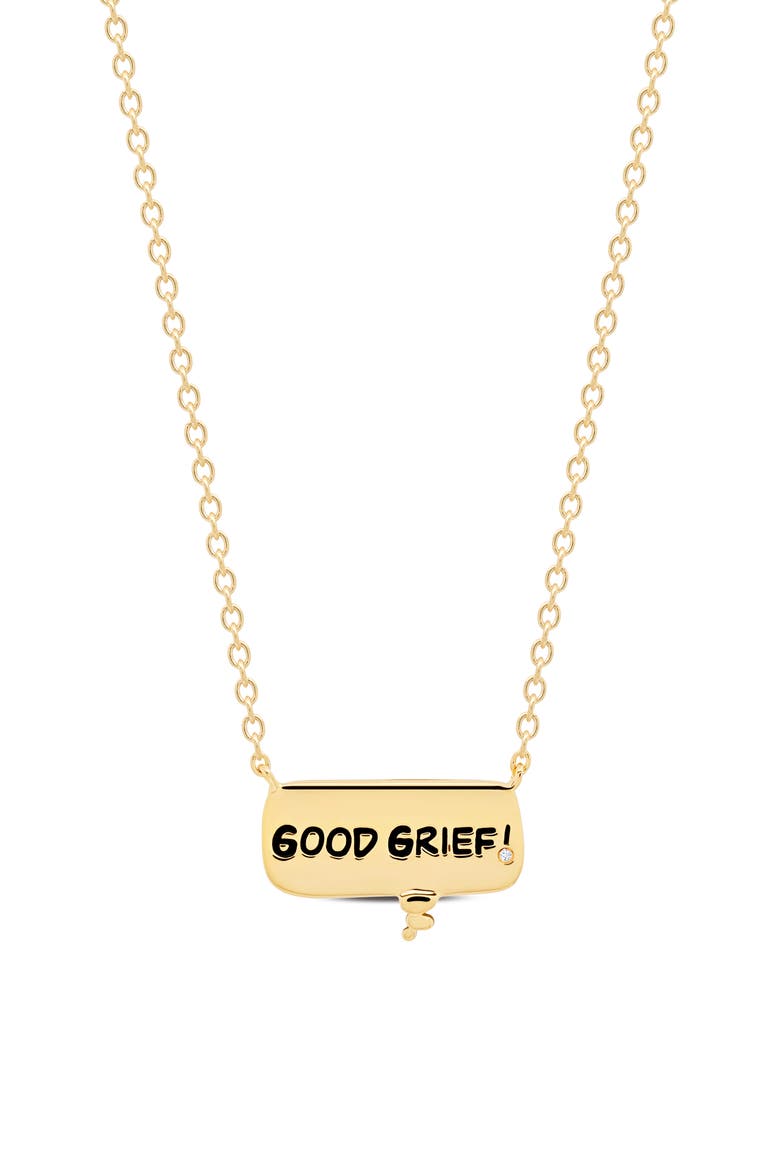 x Peanuts® GOOD GRIEF! Thought Bubble Pendant Necklace, Main, color, 18KT YELLOW GOLD / CLEAR STONE