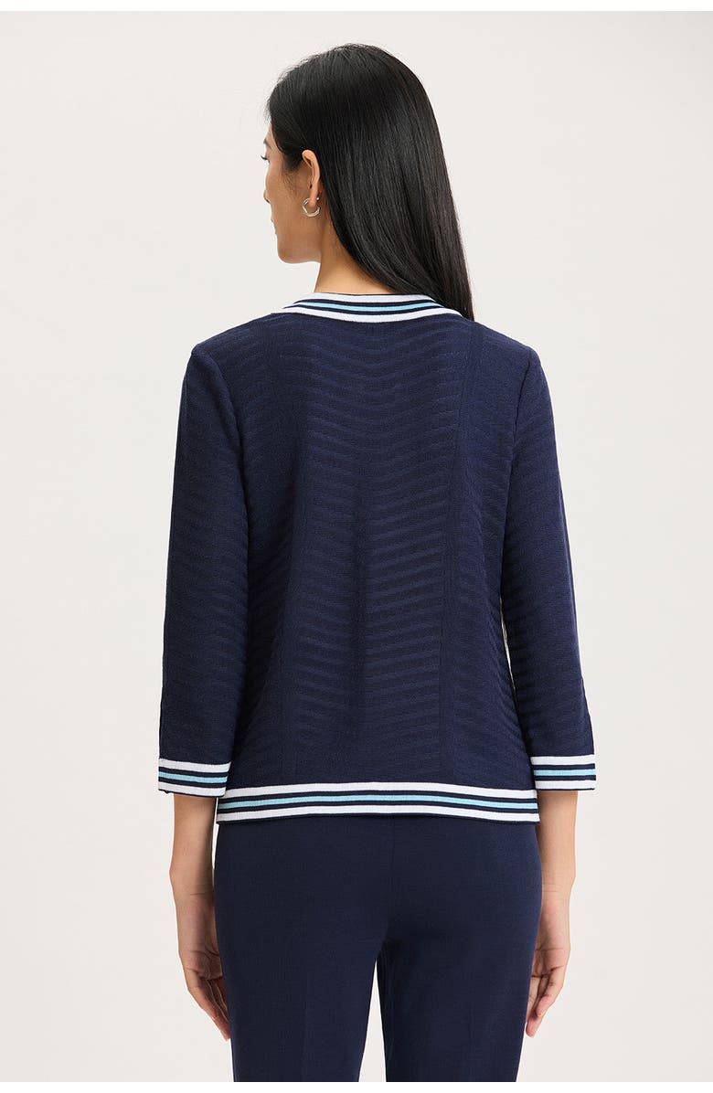 Ming Wang Heritage Tonal Herringbone Knit Jacket, Alternate, color, Indigo/Serene/White