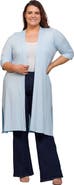 24seven Comfort Apparel Open Front Knee Length Duster Cardigan