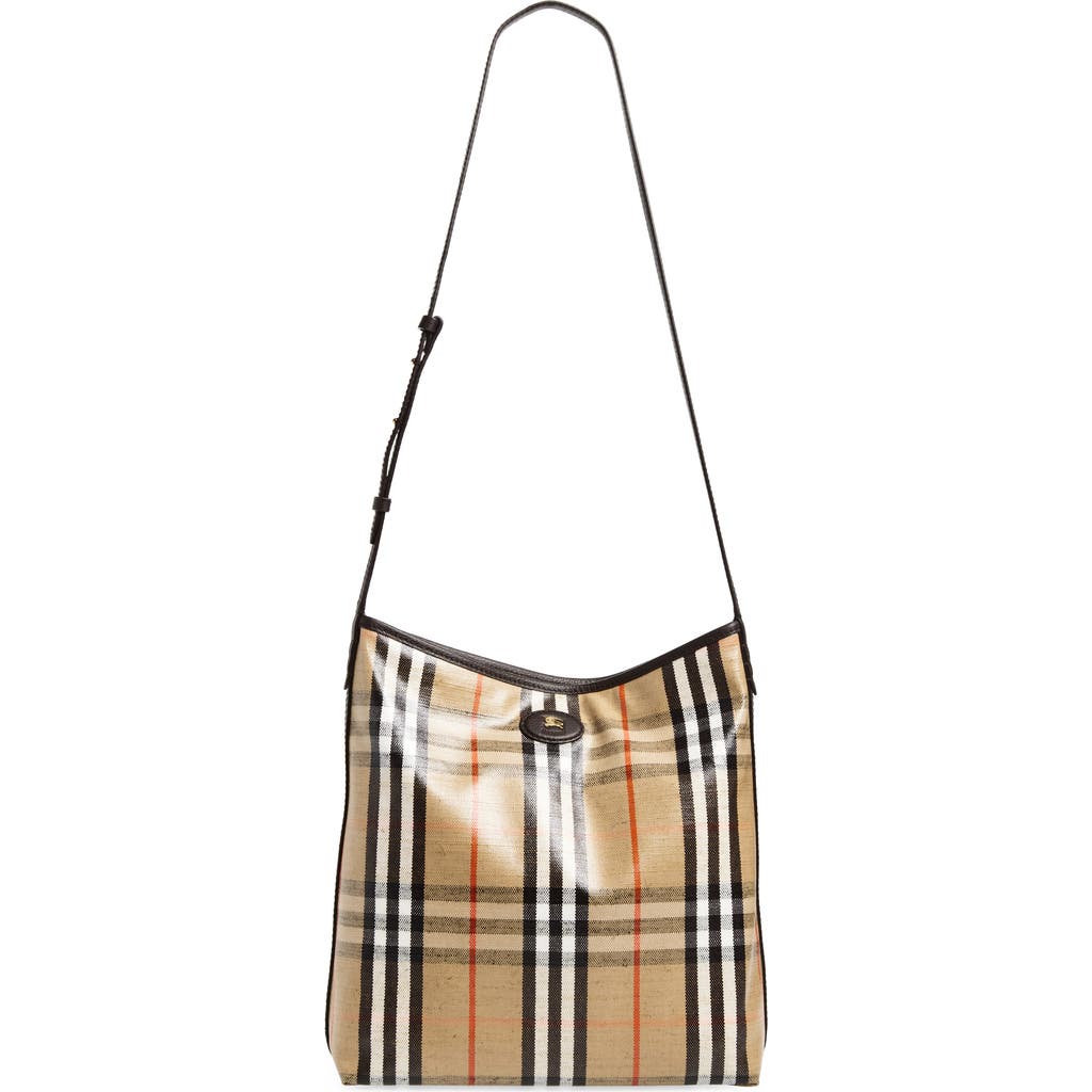Burberry Women Higlands Shoulder Bag With Traditional Check Burberry Women Higlands Shoulder Bag With Traditional Check