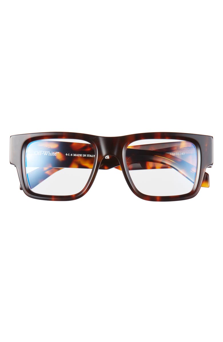 Off-White 52mm Blue Light Filtering Square Glasses, Main, color, Havana Blue Block