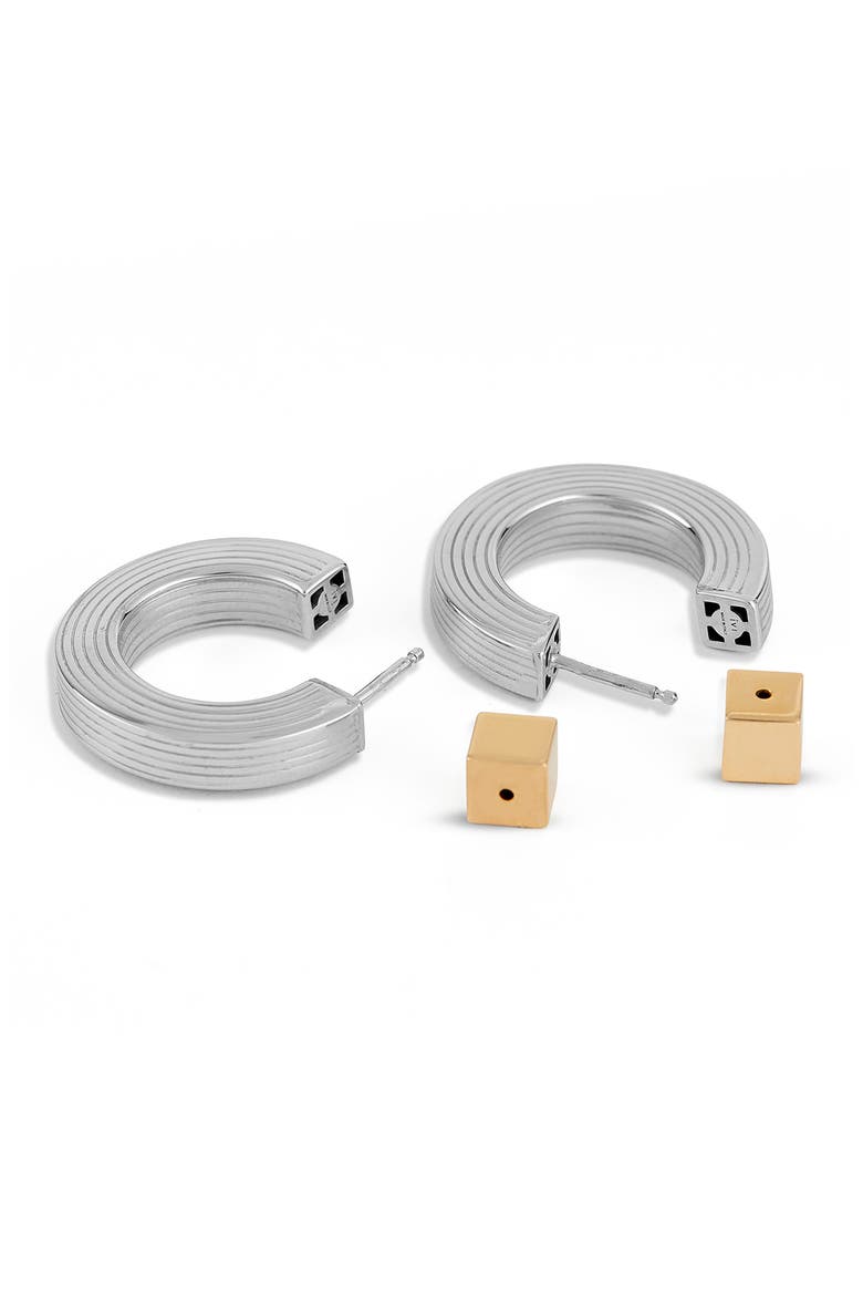 Small Signore Hollow Hoop Earrings, Alternate, color, SILVER