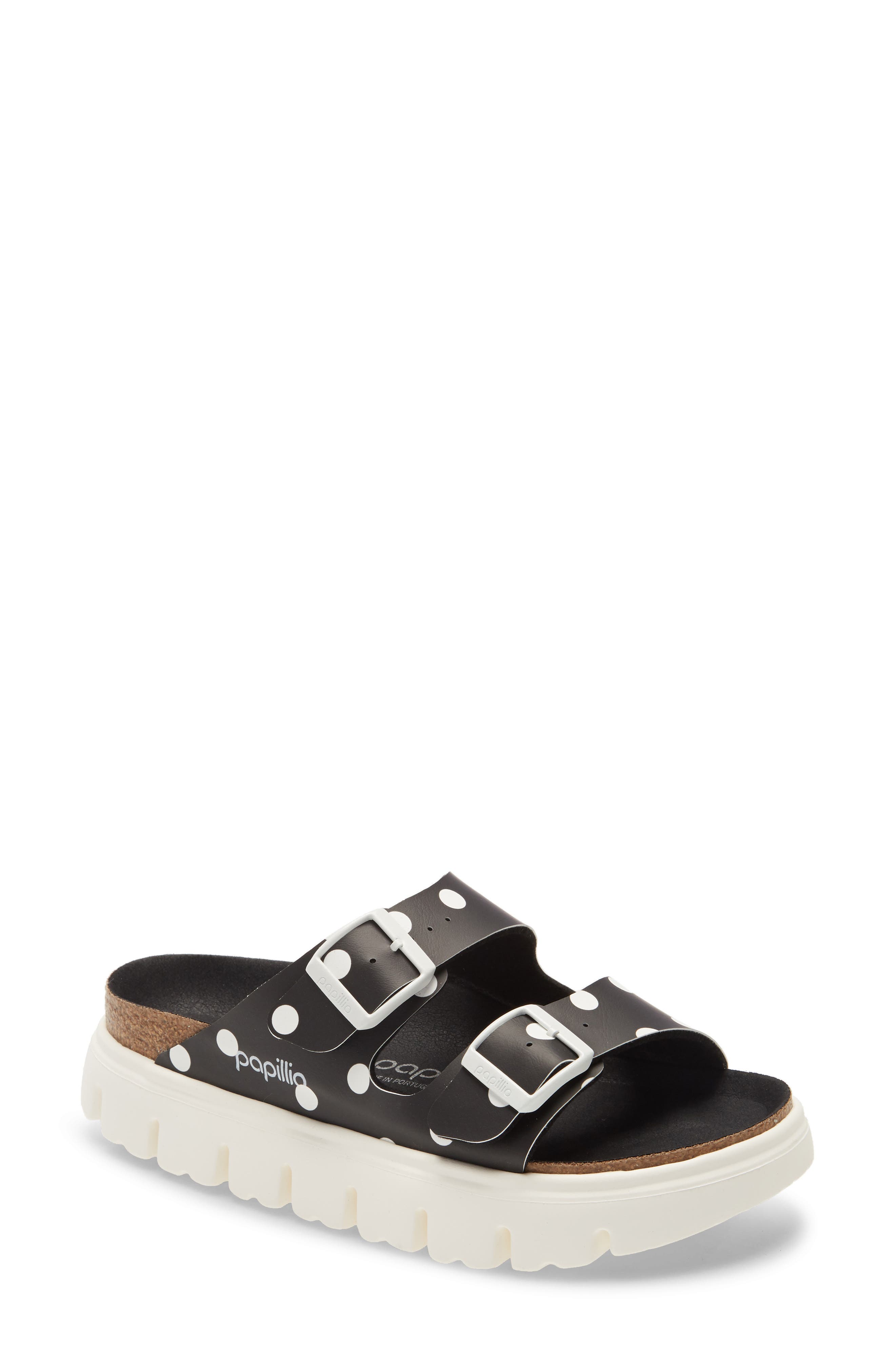 Papillio by Birkenstock Arizona Slide Sandal, Main, color, BLACK/ WHITE DOTS