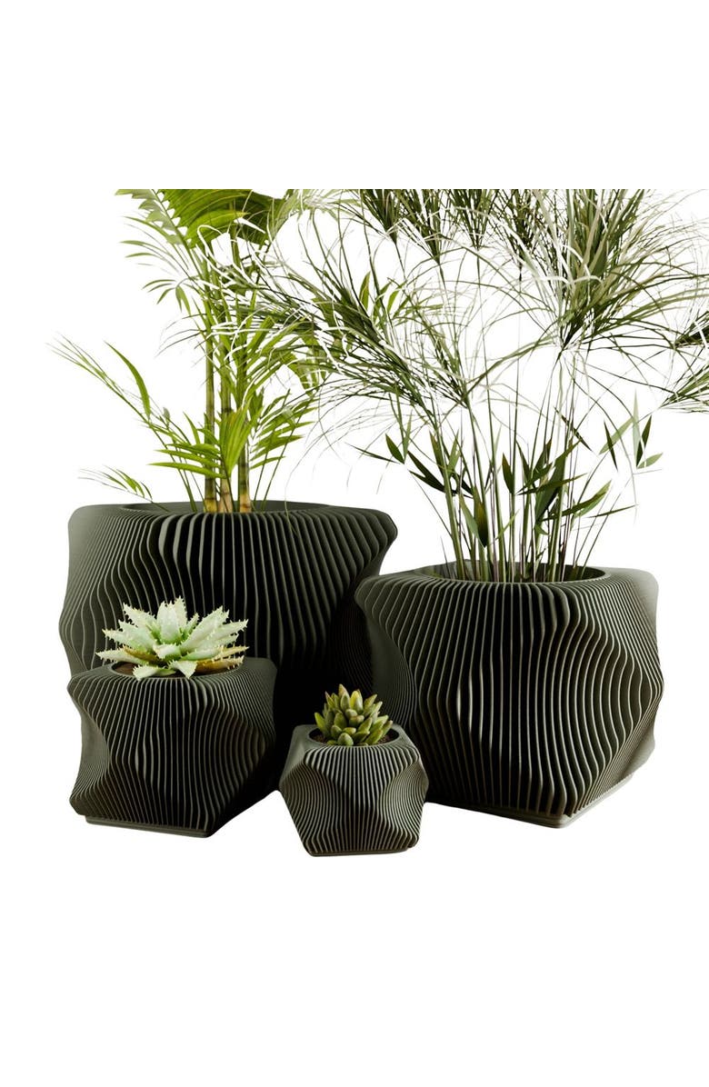 Modernized Pottery Xenova Planter Set, Main, color, Forest Green
