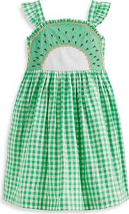 Mini Boden Kids' Novelty Fruit Strappy Gingham Dress