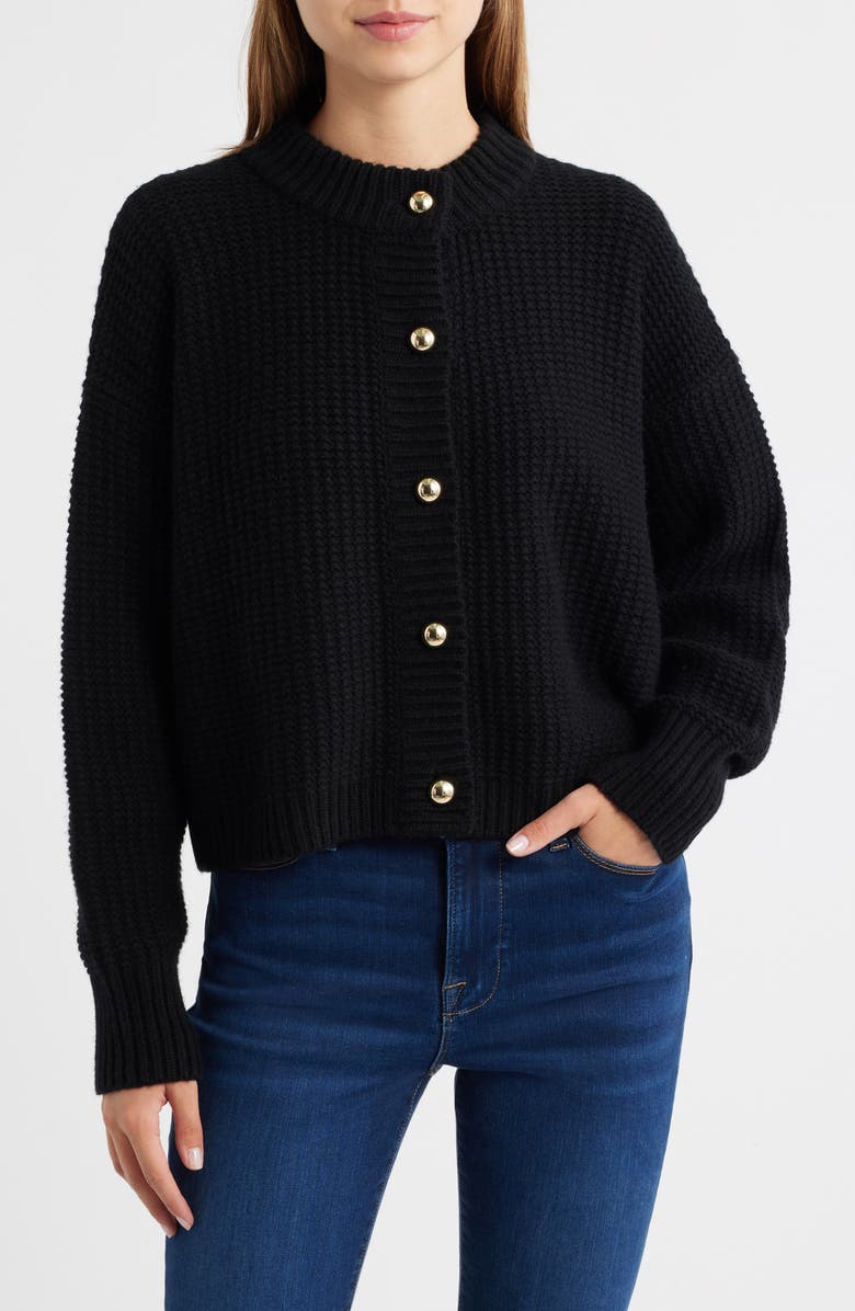FRAME Wool & Cashmere Cardigan, Main, color, Black