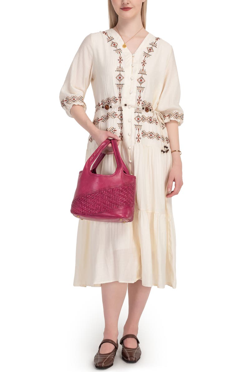 OLD TREND Lily Small Handwoven Everyday Leather Tote, Alternate, color, Fuchsia