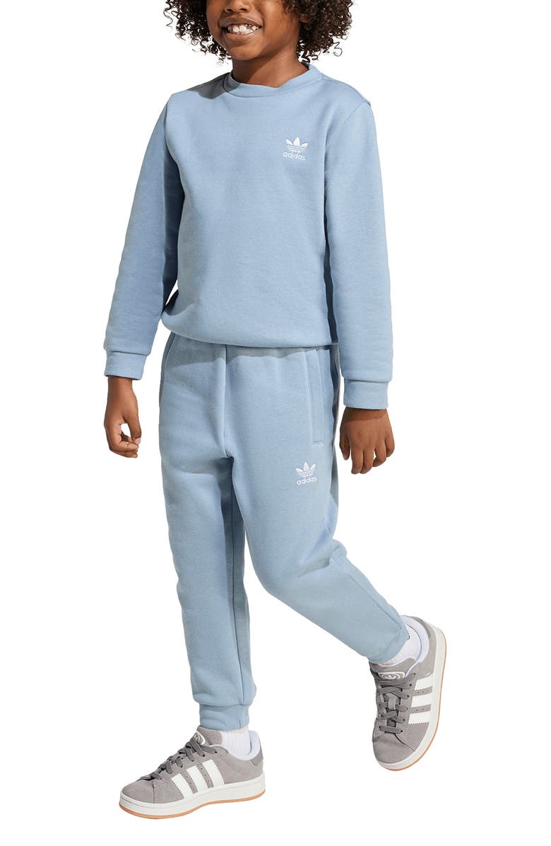 adidas Kids' Trefoil Essentials Crewneck Sweatshirt & Joggers Set, Main, color,