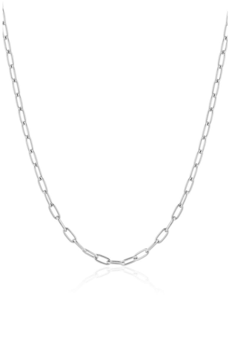Layer Up Paperclip Chain Necklace, Main, color, PURE PLATINUM / CLEAR STONE