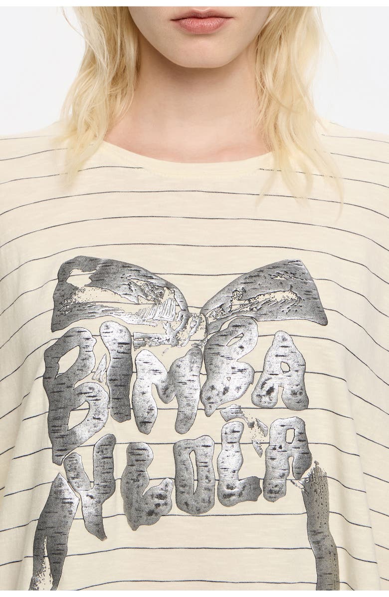 Bimba y Lola Oversize Logo Tie T-Shirt, Alternate, color, Vanilla