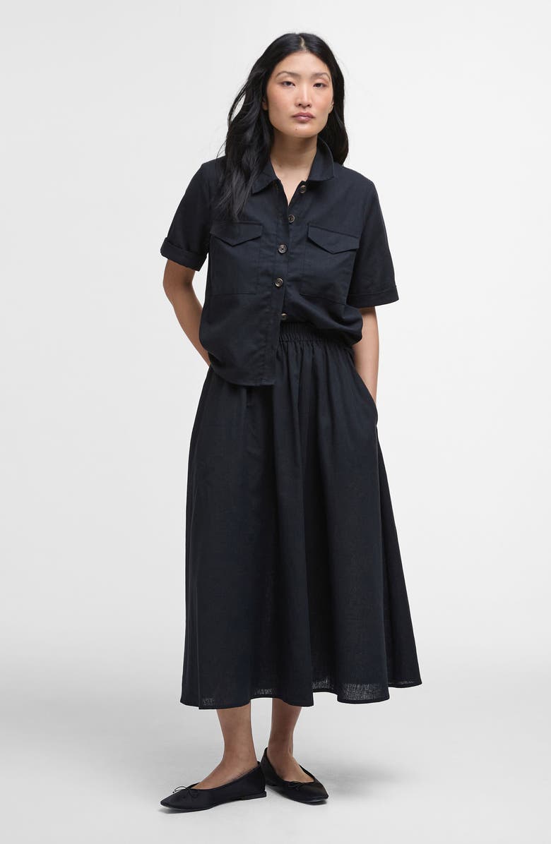 Barbour Elsie Cotton & Linen Midi Skirt, Alternate, color,