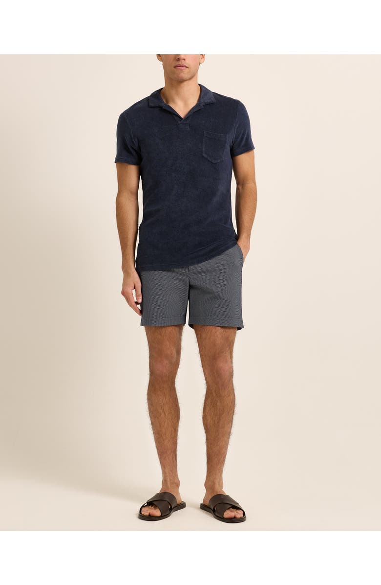Orlebar Brown Terry Towelling Tailored Fit Towelling Polo Shirt, Main, color, Navy