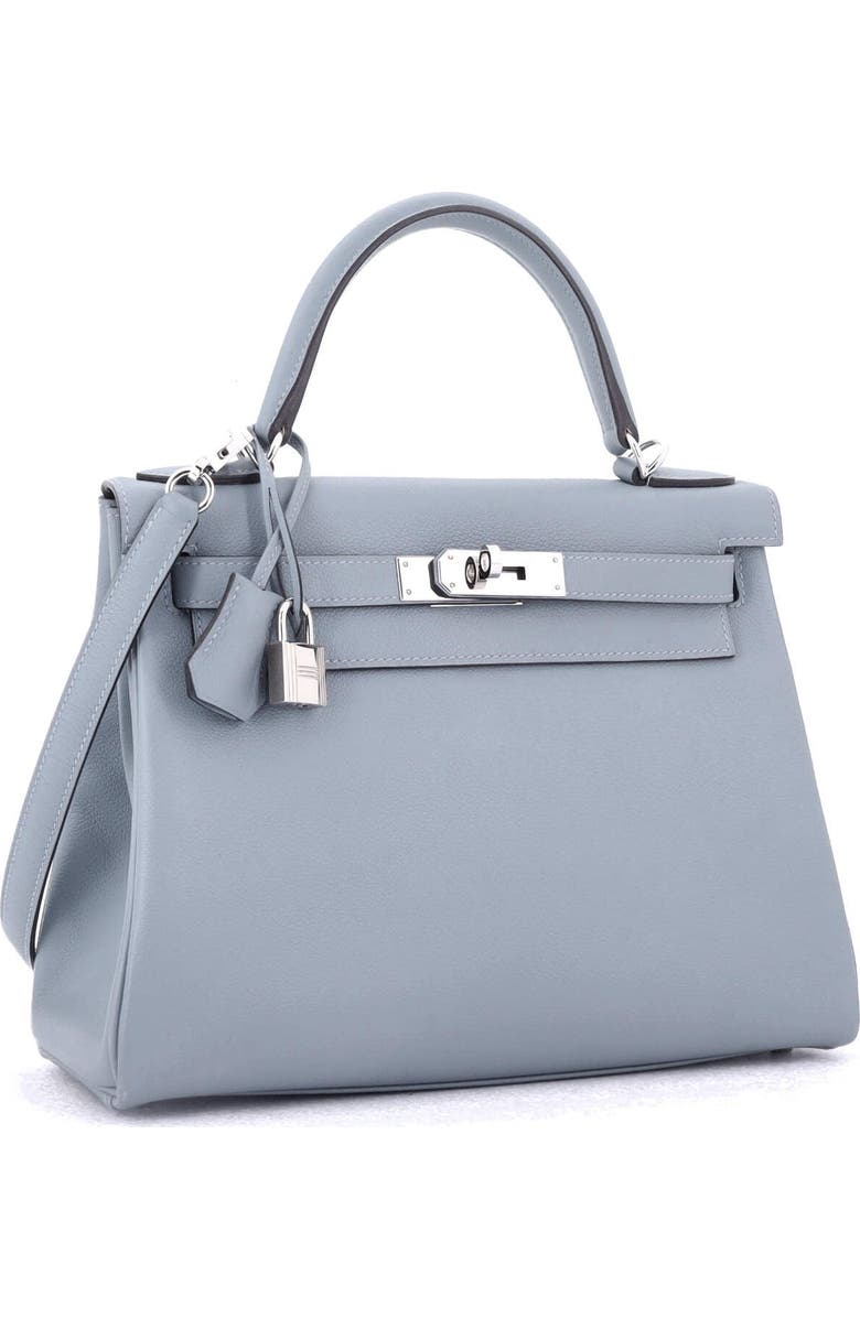 Pre-Owned Hermes Kelly Handbag Blue Evercolor with Pallladium Hardware 28, Alternate, color,