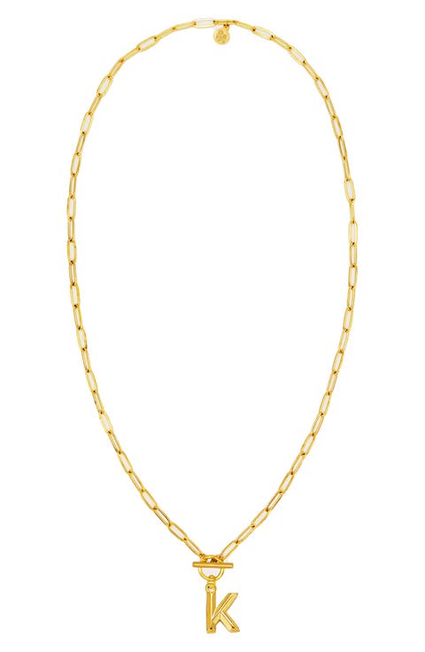 Paper Clip Initial Toggle Necklace