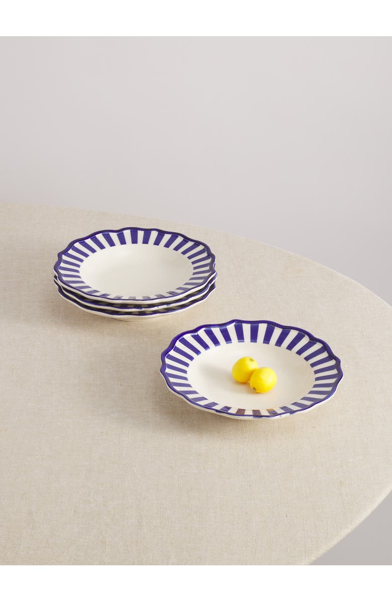 Maison Madison Home Riviera 12 Piece Set with Pasta Bowl, Alternate, color, Blue/Geometric