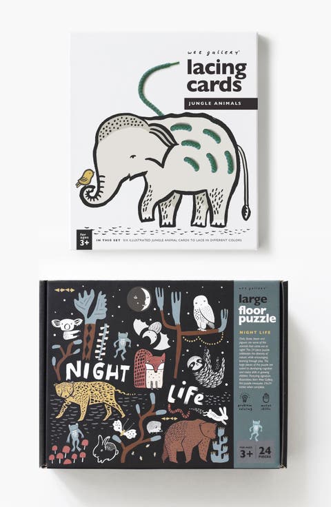 Wild Life Floor Puzzle and Jungle Lacing Cards Bundle