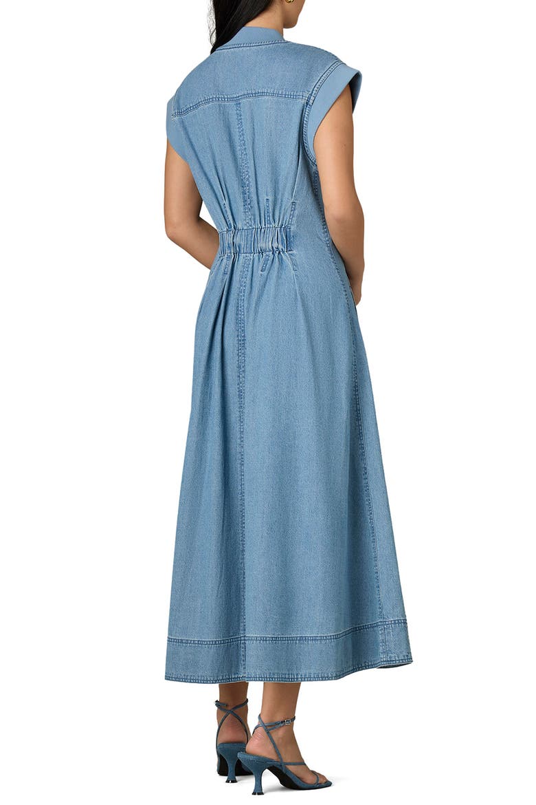 Pleated Denim Midi Dress, Alternate, color, LIGHT BLUE