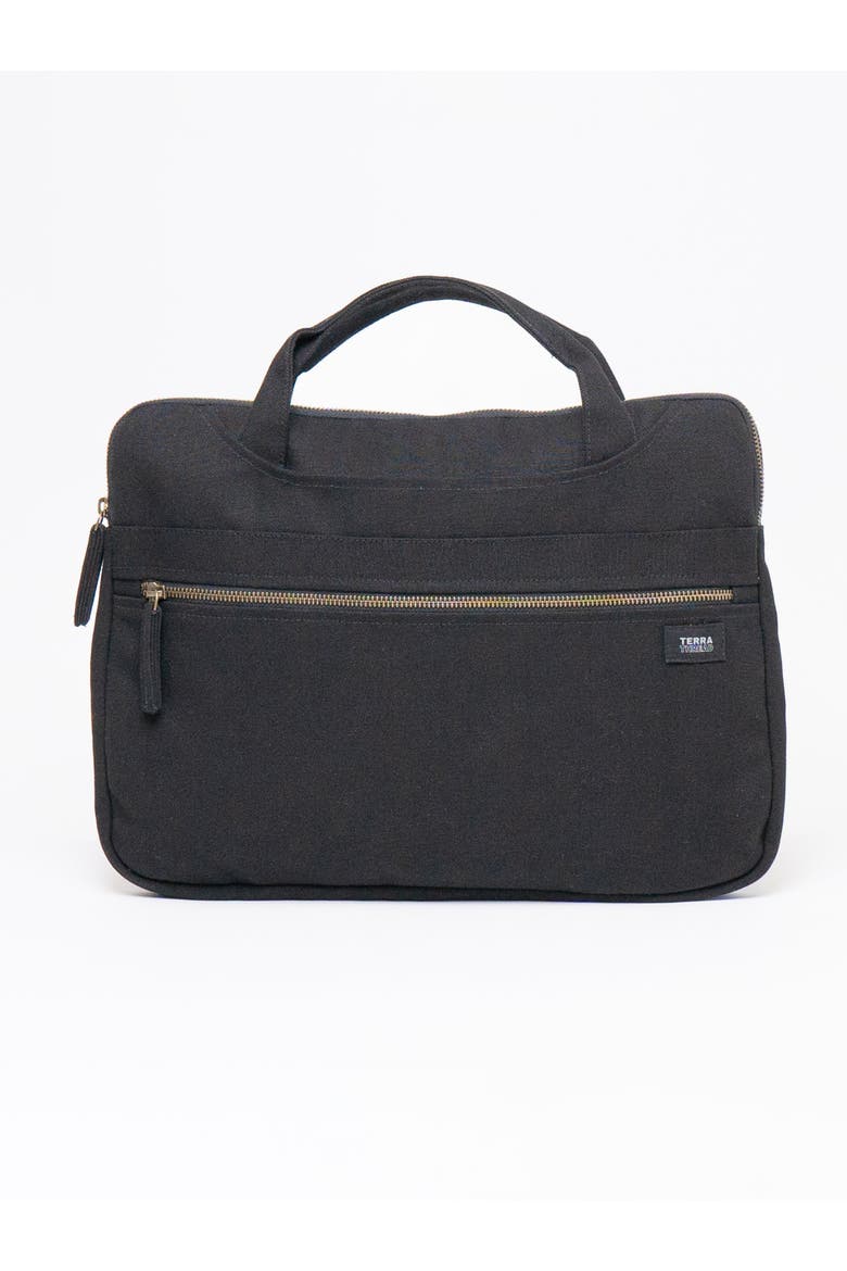 Organic Cotton Laptop Sleeve With Handles, Main, color, Ivory Black