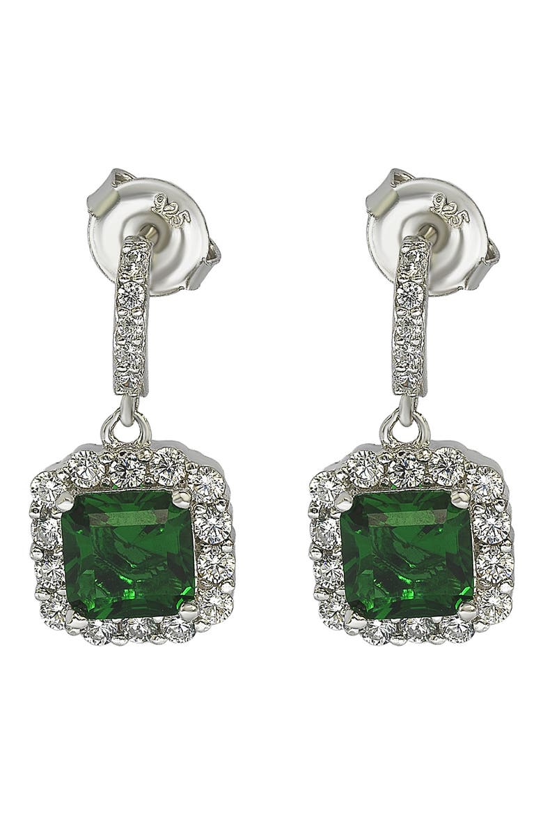 Emerald & CZ Drop Earrings, Main, color, GREEN