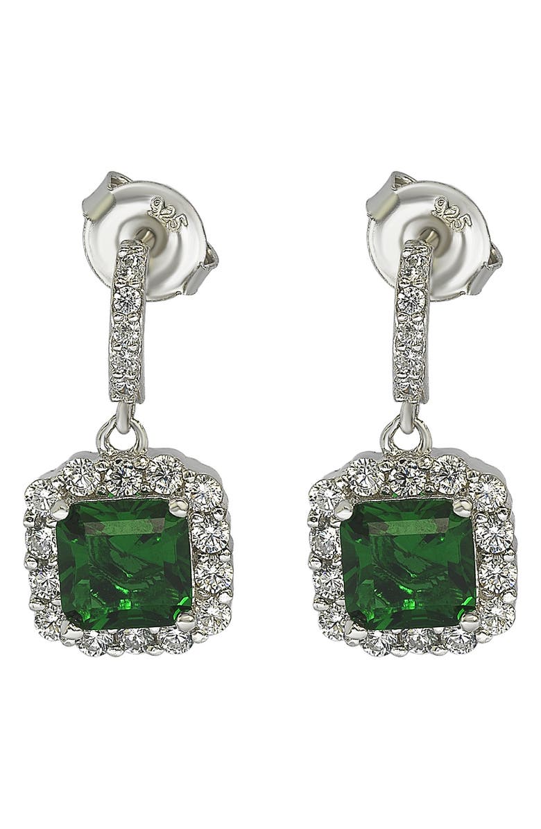 SUZY LEVIAN Emerald & CZ Drop Earrings, Main, color, Green