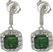 SUZY LEVIAN Emerald & CZ Drop Earrings