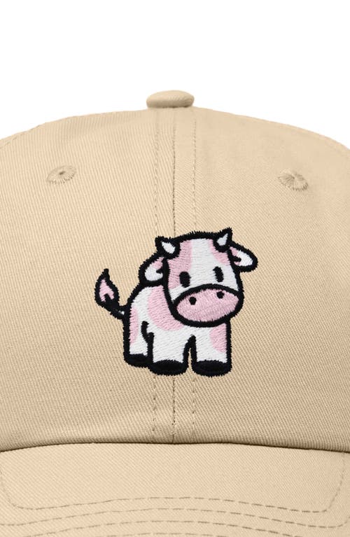Dalix Strawberry Cow Embroidered Cap In Khaki