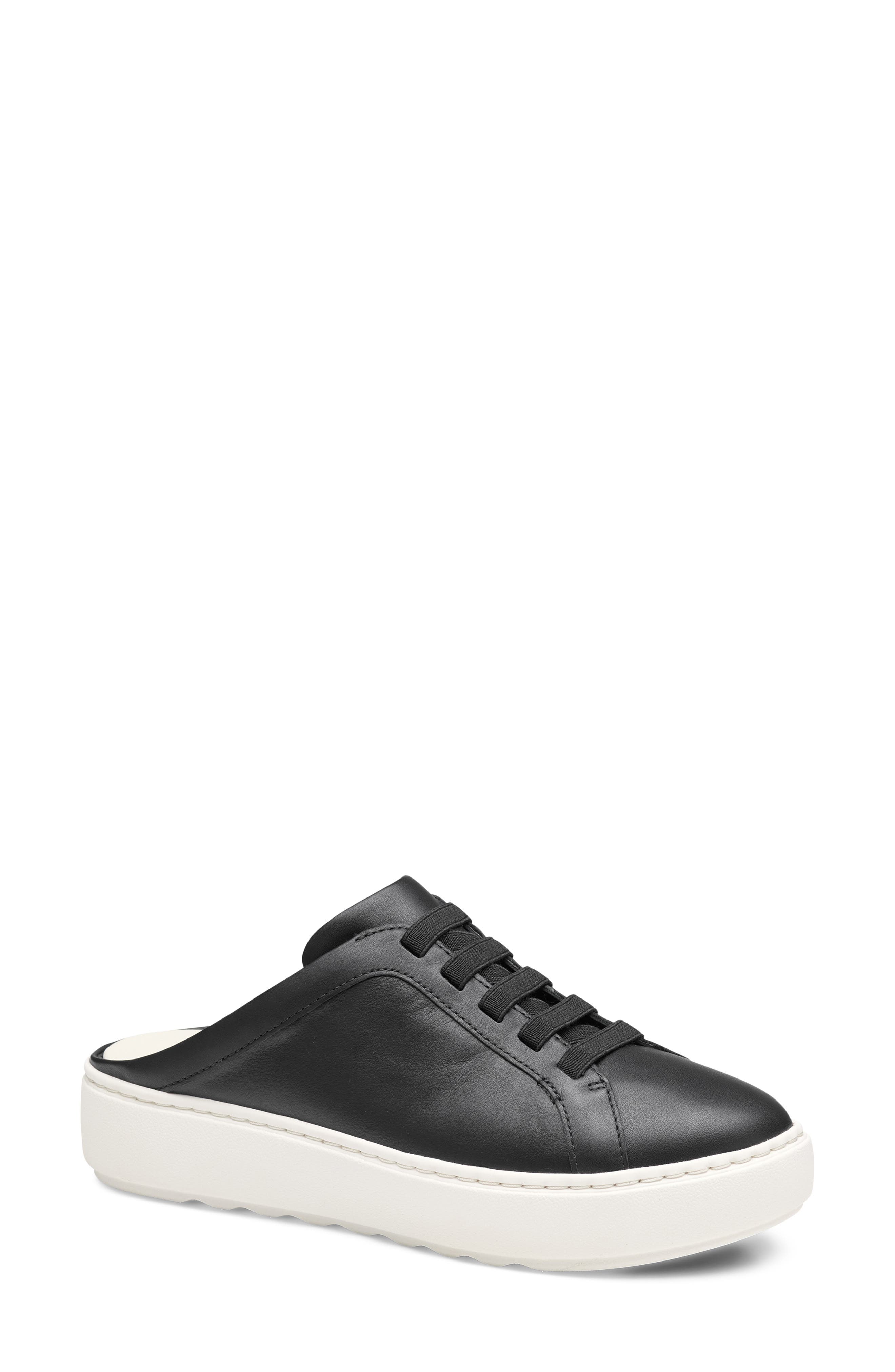 Johnston & Murphy Cammie Platform Sneaker Mule, Main, color, Black Nappa Leather