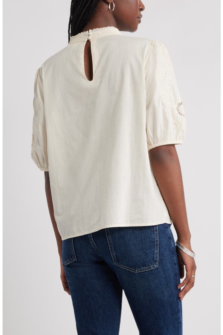 Lace Trim Cotton Broderie AnglaiseTop, Alternate, color, IVORY DOVE