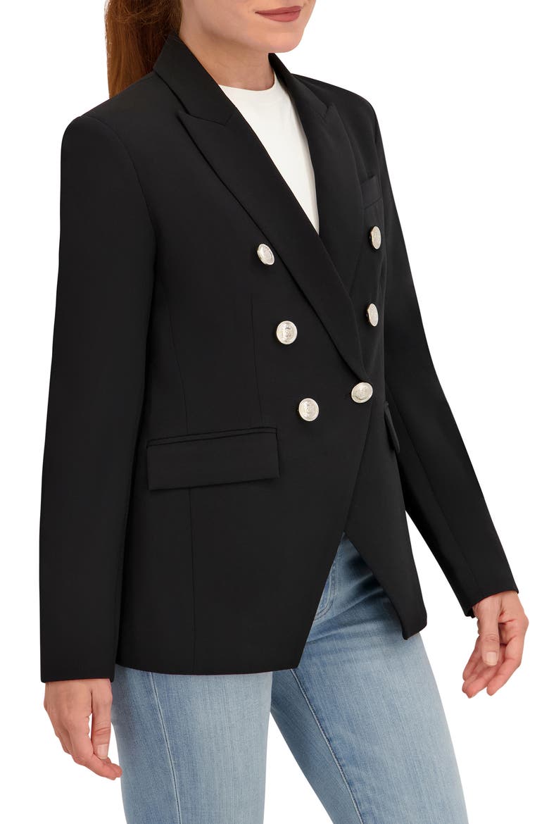 Double Breasted Blazer, Alternate, color, BLACK/ SILVER