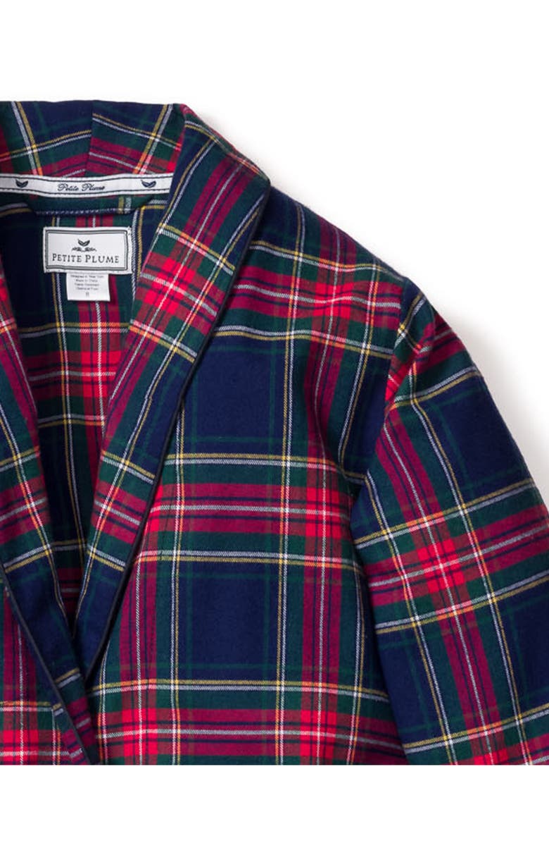 Petite Plume Kids' Windsor Tartan Robe, Alternate, color, Navy